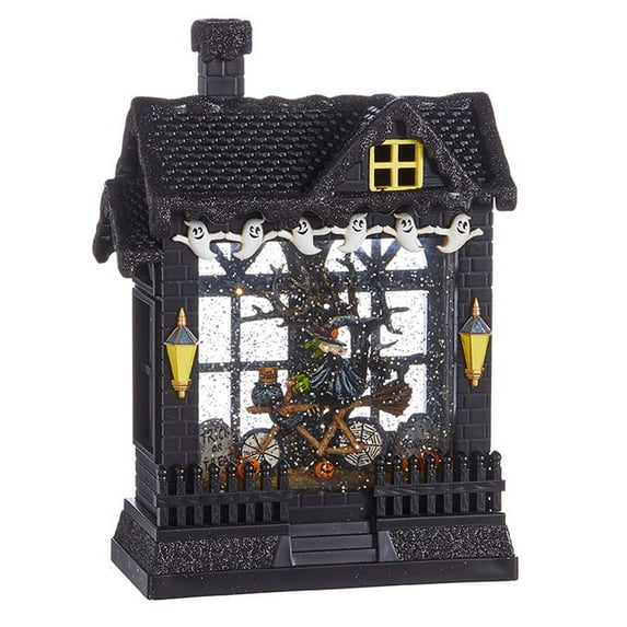 Raz Imports Holiday Water Lanterns 10" Witch On Bike Lighted Water Haunted House