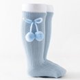 thumbnail image 2 of Newborn Socks Cute Balls Solid Knee High Stockings Mid Calf Length Socks Light Blue 2-4 Years, 2 of 4