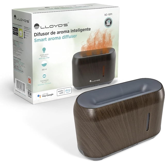 Lloyd's Smart Aroma Diffuser, 240ml (Brown) 3 in 1 Aromatherapy Essential Oil Diffuser, Night Lamp with Relaxing Sounds, Fragrant Oil Vaporizer Humidifier, Compatible with Alexa & Google Home