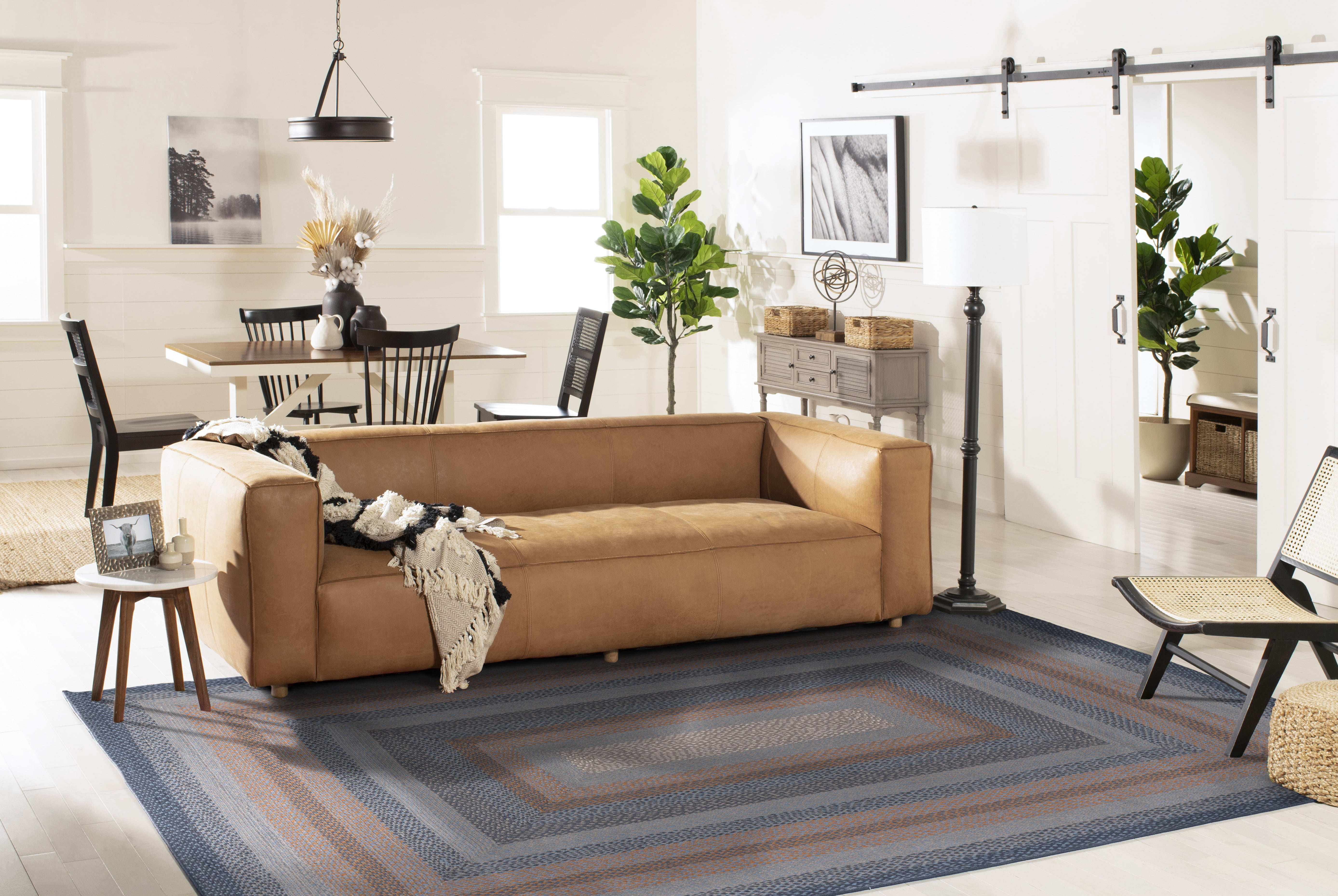 SAFAVIEH Braided Dorinda Bordered Reversible Area Rug, Gray/Brown, 6' x 6' Square