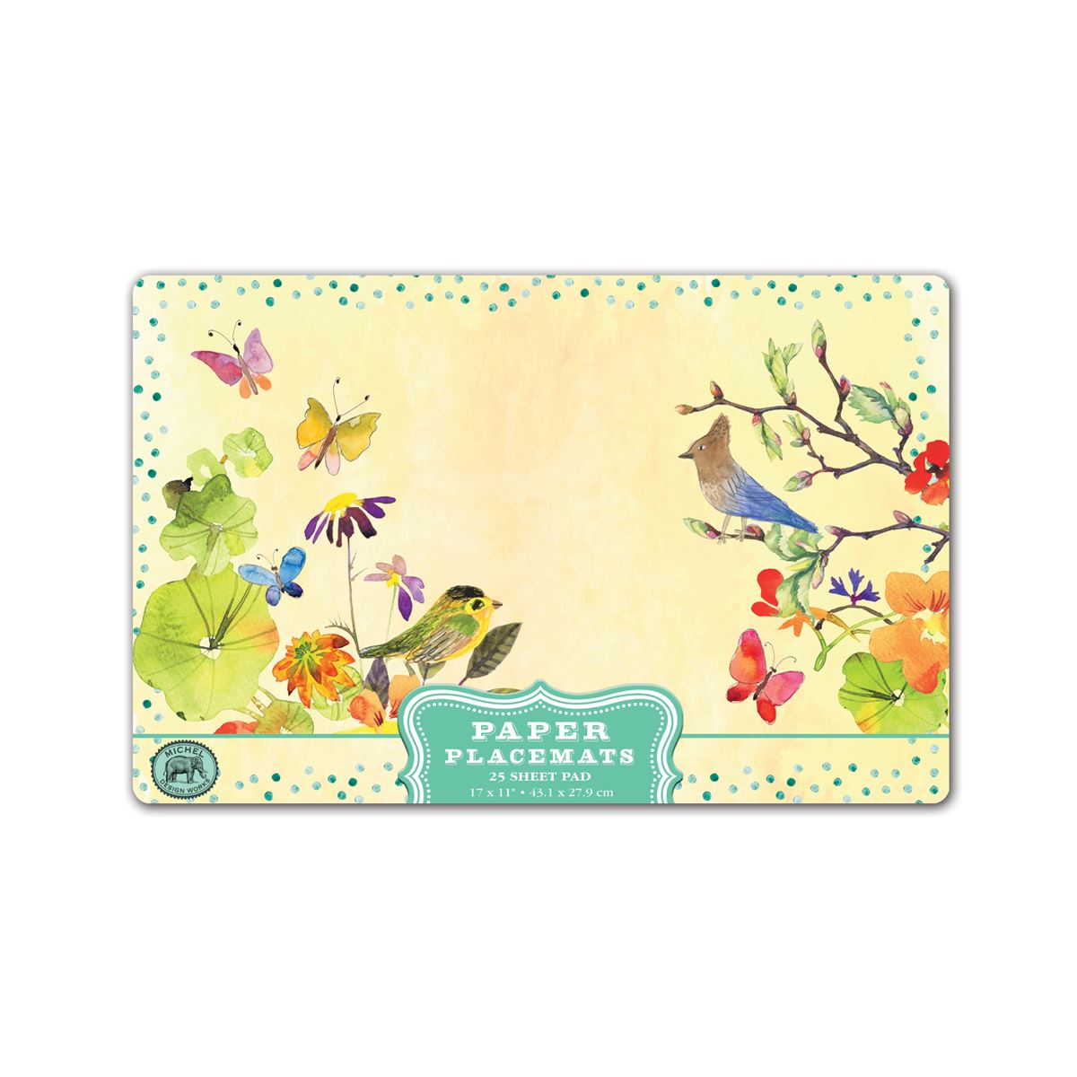 Michel Design Works Paper Placemats, Birds & Butterflies
