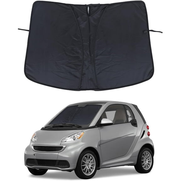 Windshield Sunshade for Benz Smart fortwo forfour 453 451 450 2009-2015 Front Window Sun Shade Foldable Reflective Sun Visor Custom Sunscreen UV Blocker Privacy Protector HeatShield (Black)