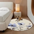 thumbnail image 3 of Area Rug 36in, Retro Blossom Blue Purple Floral Floor Carpet Living Room Rug, Flower on Postcard Texture Non-Slip Welcome Mat Indoor Rugs for Bedroom Dining Room, 3 of 9