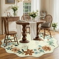 thumbnail image 4 of Moynesa 5' Floral Round Area Rug, Washable Rugs for Bedroom Ultra-Thin Soft Rug, Non-Slip Boho Circle Carpet for Living Room Bathroom Nursery Kitchen,Beige, 4 of 8