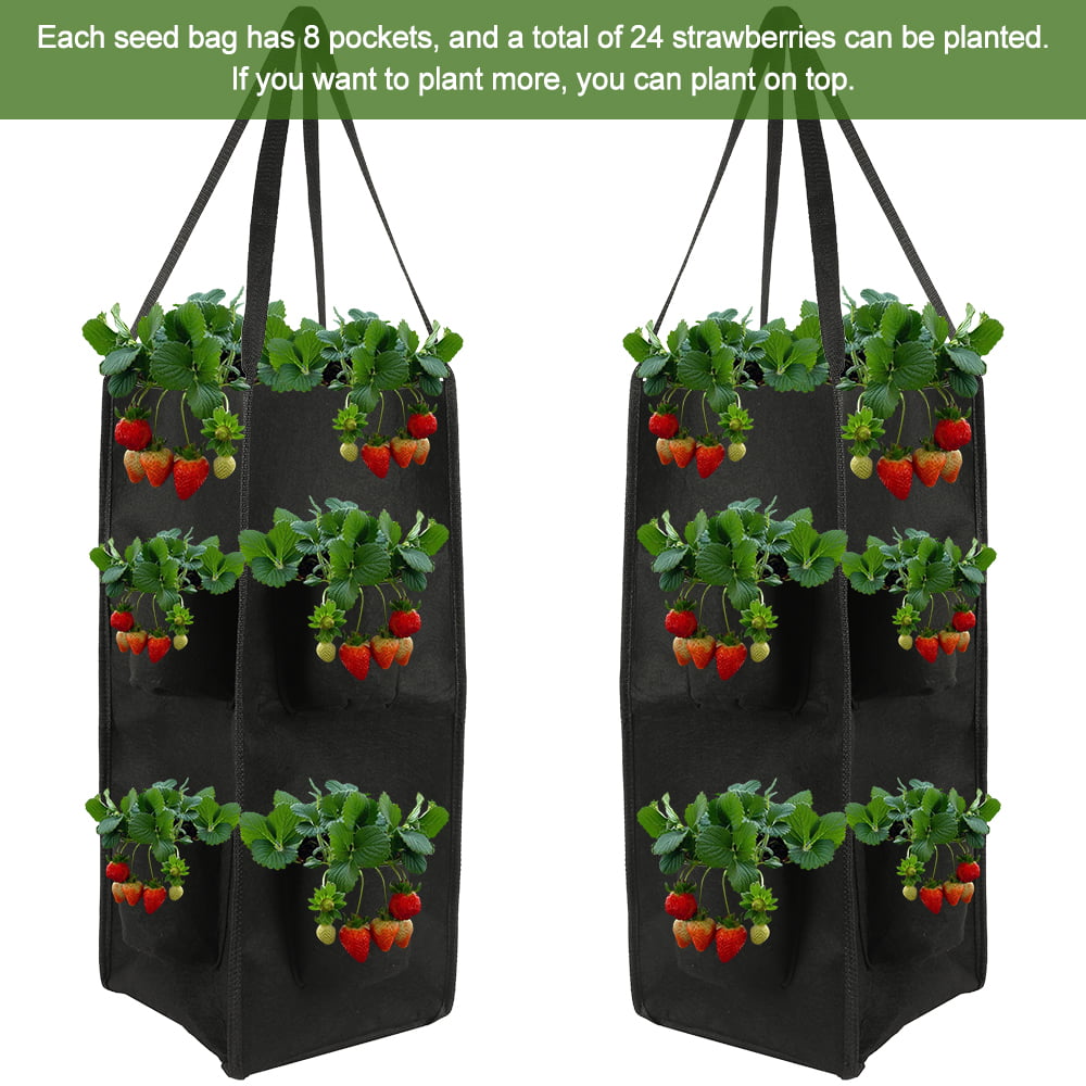 HEXIN BAG Strawberry Planting bags also for Strawberries Potato Herb Flowers Tomato which is in Aerial Plant Moisturizing Breathable with 10 Side Grow Pockets about 3 Gallons 