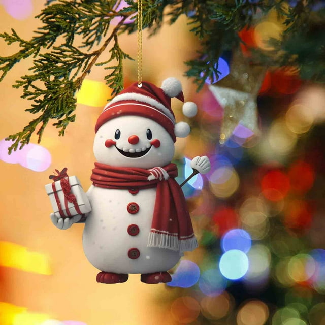 Fiudx Adorno Navideño Colgante, Adorno Artesanal de Acrílico, Accesorio Festivo para Árbol o Coche, Regalo Navideño Multiusos, Ambiente Acogedor, Material Duradero, 1 Pieza Incluida.