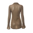 thumbnail image 4 of Sunloudy Vestido camisero con botones para mujer, mini vestido ajustado de manga larga de malla transparente de color sólido Sunloudy  moda, 4 of 10