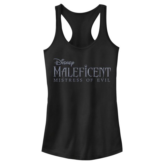 Junior's Maleficent: Mistress of All Evil Basic Movie Logo  Racerback Tank Top Black Small