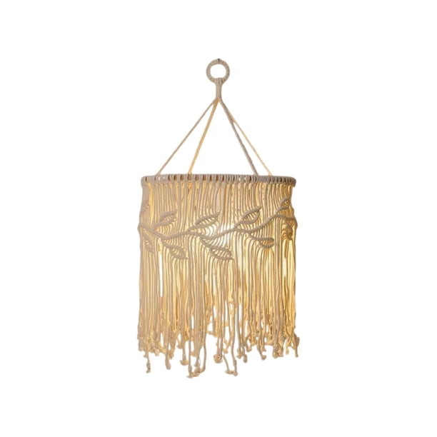 Pantalla de lámpara colgante de macramé, pantalla decorativa tejida a mano para decoración del hogar 65cmx25cm