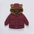 thumbnail image 2 of Kids Winter Padded Coat with Bear Hoods Girls Boys Warm Thick Fleece Lined down Jackets Toddler Baby Cute Outdoor Outerwear, 2 of 4