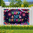 thumbnail image 4 of Colorful Design Happy Birthday Banner Neon Style Sixteenth Birthday Party Decoration for Birthday Party Celebration Event, 4 of 6