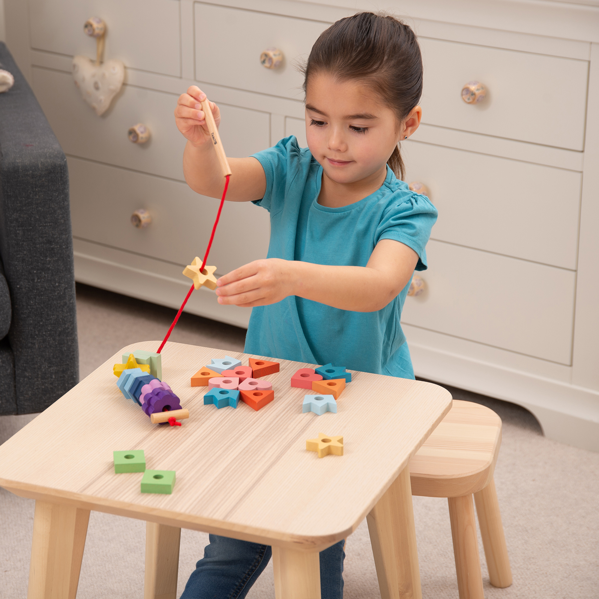 TickiT Rainbow Wooden Lacing Shapes