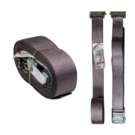 2 Pack 2''x16' Logistic E-Track Cam Buckle Straps with Spring E-Fittings - 2500 lbs Breaking Strength - Cam Buckle Cargo Load Straps for Enclosed Semi Trailers, Box Trucks