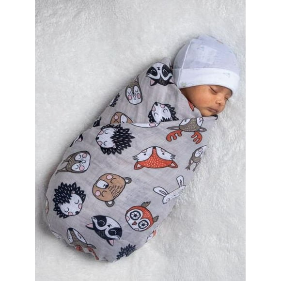 Manta Muselina para bebé 100% algodón Transpirable, 110cm x 120cm cobijas y frazadas animalitos