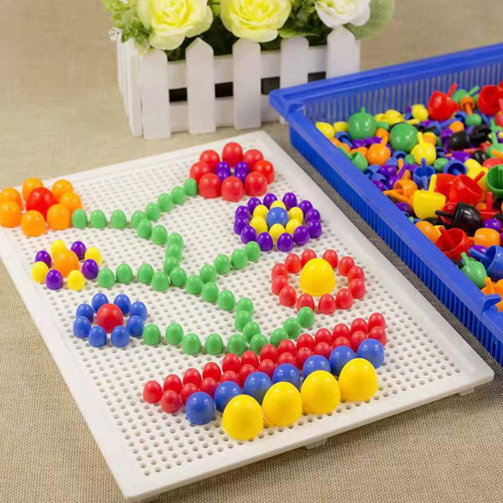 LeeQinersw mushroom puzzle brain teaser fine motor 592pcs Nail Beads