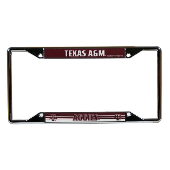 Texas A&M NCAA Aggie's Chrome 4-Corner View License Plate Frame