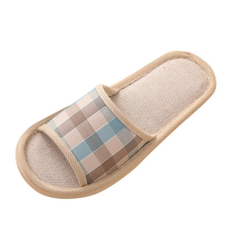 

Womens Shoes Casual Couples Gingham Home Slippers Indoor Floor Flat Shoes