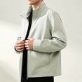 thumbnail image 4 of Fall Jackets for Men Windbreaker Stand Up Collar Full Zipper Solid Color Fashion Casual Outerwear with Pockets White XXL, 4 of 7