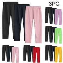 Ashirexll Leggings for Girls, Summer Pants, 3PC Solid Color Leggings for Girls 3-14Y Summer Casual Elastic Waist Long Pants