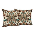 thumbnail image 3 of Ambesonne Rustic Throw Pillow Cover Pack of 2, Aztec Inspired Feathers Art, 2 Pcs-24" x 24", Cinnamon Redbrown and Teal, 3 of 5