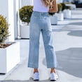 thumbnail image 4 of Straight Leg Jeans For Women Solid Color Button Front Denim Loose Fit With Pockets In An Ankle Length For A Relaxed Everyday Look Womens Jeans, 4 of 7
