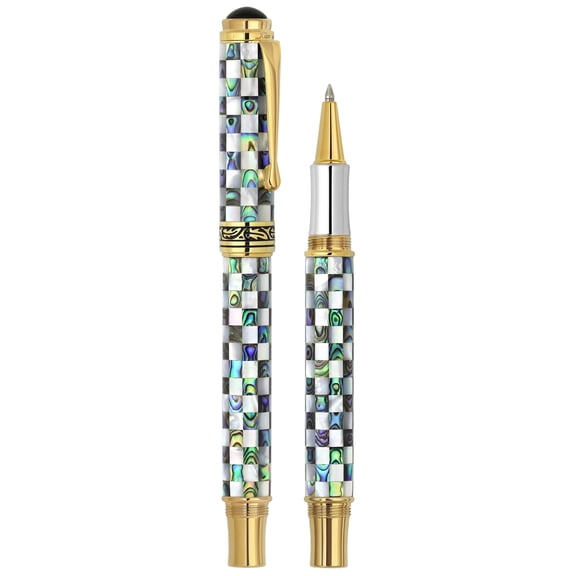 Xezo Xezo Maestro® Jubilee Classic of The Ocean Rollerball Pen - Paua Abalone  Oceanic White Mother of Pearl, 18K Gold Plated