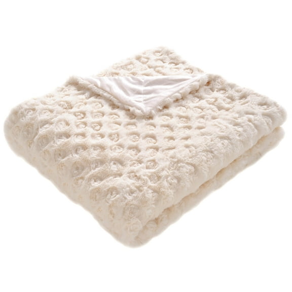 SAFAVIEH Pebbles Geometric Faux Fur Throw, 50" x 60", Cream