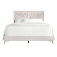 thumbnail image 2 of Castle Place Luxurious Diamond Strip Velvet Upholstered Bed Light Pink, Queen, 2 of 6