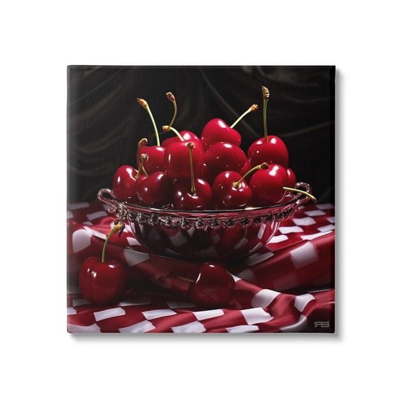 Stupell Industries Plump Cherries Still Life Food & Beverage Painting Gallery Wrapped Canvas Art Print Wall Art, 17 x 17