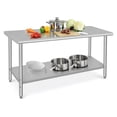 thumbnail image 2 of YUSAZENS 60 x 24 x 35 Inch Double Layer Stainless Steel Workbench, Stationary Prep Work Table No Casters and No Rear Back Panel for Home Workshop, 2 of 8