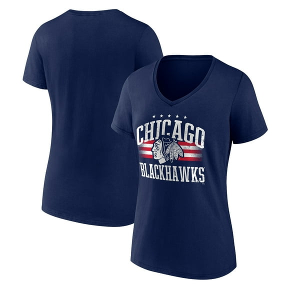 Women's Navy Chicago Blackhawks Americana Team V-Neck T-Shirt