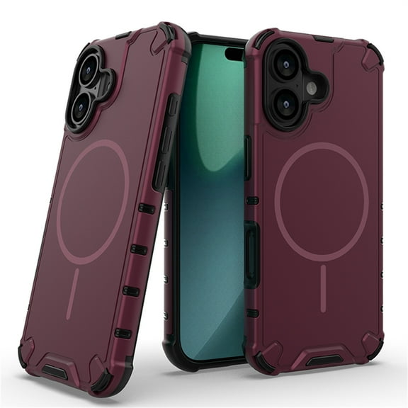 Allytechgroup Magnetic Case for iPhone 17, Hard PC Soft TPU Rugged Heavy Duty Durable Cover Case Support Wireless Charging Shockproof Protective Back Cover for Women Men, Plum