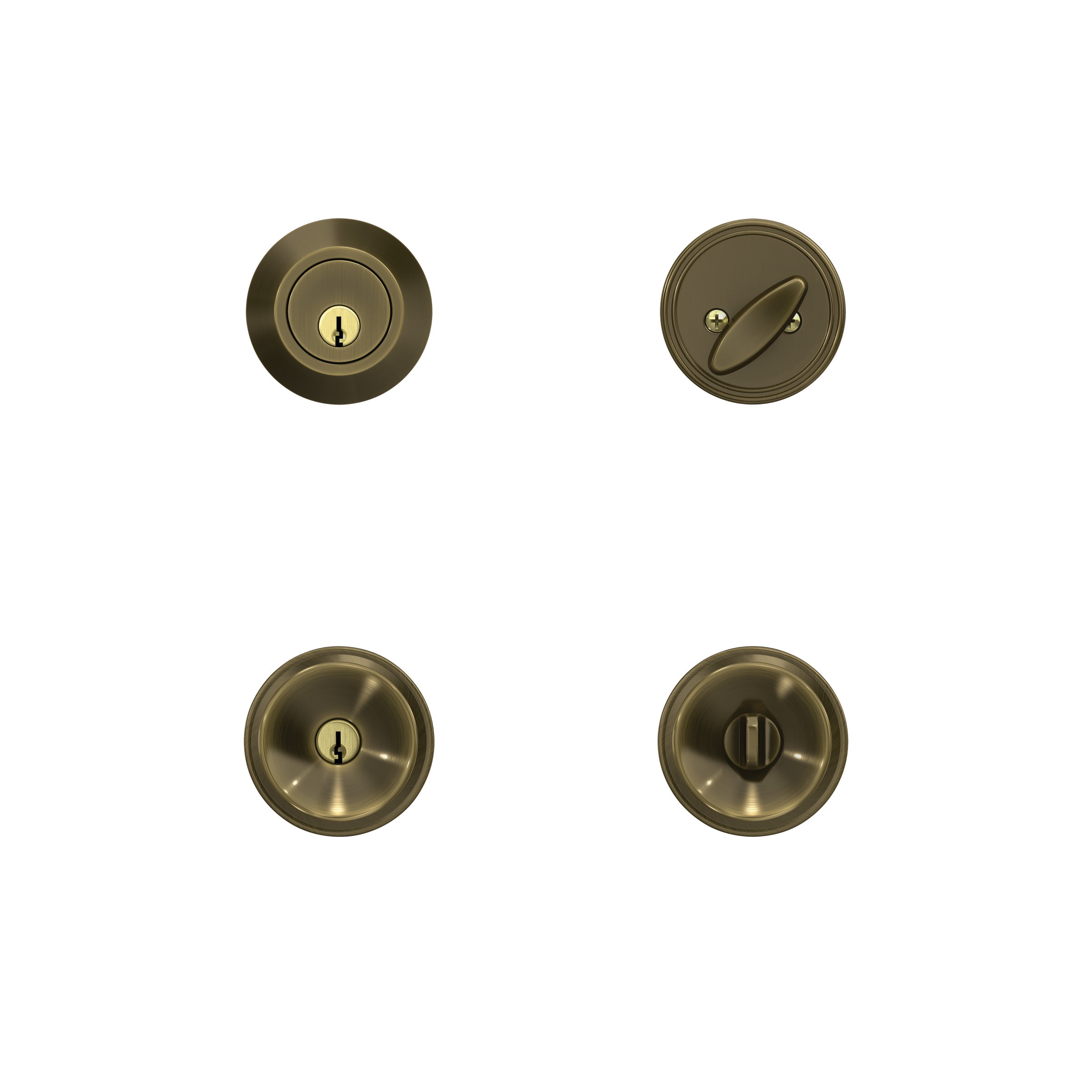 First Secure by Schlage Deadbolt and Keyed Entry Hawkins Knob in Antique Brass
