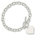 thumbnail image 4 of Sterling Silver Bracelet with station 19 mm 7.5 in Engraveable Heart, 4 of 5