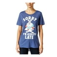 thumbnail image 2 of Hybrid Womens Sorry I'm Late Graphic T-Shirt, Blue, Juniors, Small, 2 of 2