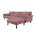 thumbnail image 4 of Convertible Sofa Bed, Modern Velvet Sleeper Sofa with Adjustable Backrest and Armrest, L-Shaped Futon Couch with 2 Pillows for Living Room Bedroom, Pink, 4 of 7