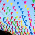 thumbnail image 4 of Banderines, banderines de nailon multicolor de 50 m para decoración del hogar en interiores y exteriores, cumpleaños, bodas, fiestas, jardines (1 juego, multicolor), 4 of 5