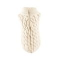 thumbnail image 3 of Xingjin Small Dog Cat Autumn Winter Turtleneck Pullover Knitwear Sweater, Warm Thickening Knitwear Crochet Clothes for Small Medium Pets,White XL, 3 of 8