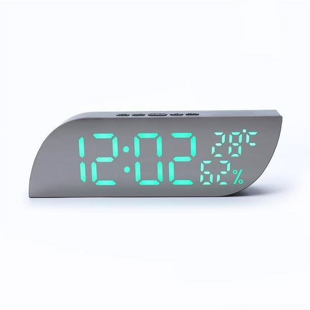 Reloj despertador con pantalla LED digital con espejo y temperatura