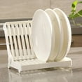 thumbnail image 3 of Foldable Dish Plate Drying Rack Organizer Drainer Storage Holder Kitchen Dish Drainer with Tray Compact Kitchen Rv Stove Cover Drying Rack Cup Holder Dish Dry Rack Wooden Roll up Trivet Mat Small Dish, 3 of 4