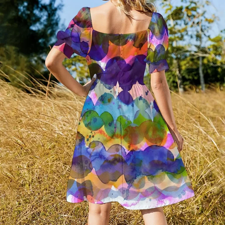 Mexican Otom Floral Composition by Akbaly Short-Sleeved Dress Female  clothing chic and elegant evening dress - Walmart.com