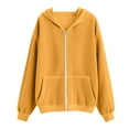 thumbnail image 4 of Girls' Corduroy Jackets with Pockets Long Sleeve Full-Zip Up Hoodie Sweatshirt Coat Kids Hooded Outerwear (14-15 Years, Yellow), 4 of 7