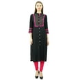 thumbnail image 2 of Phagun Womens Rayon Straight Tunic Kurta Open Front Kurti Mandarin Collar Indian Top, 2 of 3