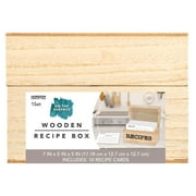 On the Surface Wood Recipe Box by Horizon Group USA, Includes 1 Recipe Box With Cards, Measures 7” x 5” x 5”