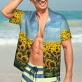thumbnail image 7 of Honeii Blooming Sunflower Field Print Men’s Hawaiian Shirt,Classic Button-Down Short Sleeve Shirt, for Beach, Vacation, and Outdoor Activities,Medium, 7 of 7