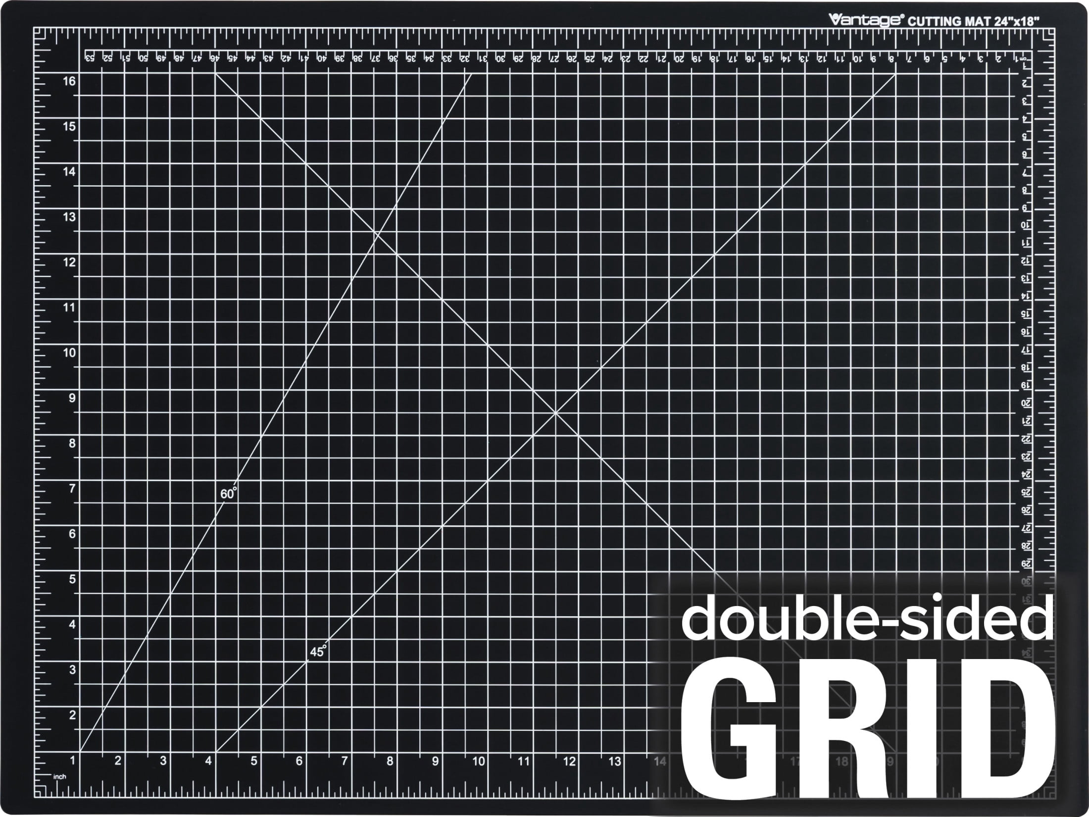Dahle Vantage 10792 Premium Double-Sided Self-Healing Mat, 18"x24", 1/2" Grid, Perfect for Crafts & Sewing, Double-Sided, Black