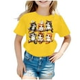 thumbnail image 2 of Tfken Toddler Child Girls T-Shirts Crew Neck Short Sleeve Tops Cat Print Summer Comfortable Tee Yellow Size 8-10 Years, 2 of 5