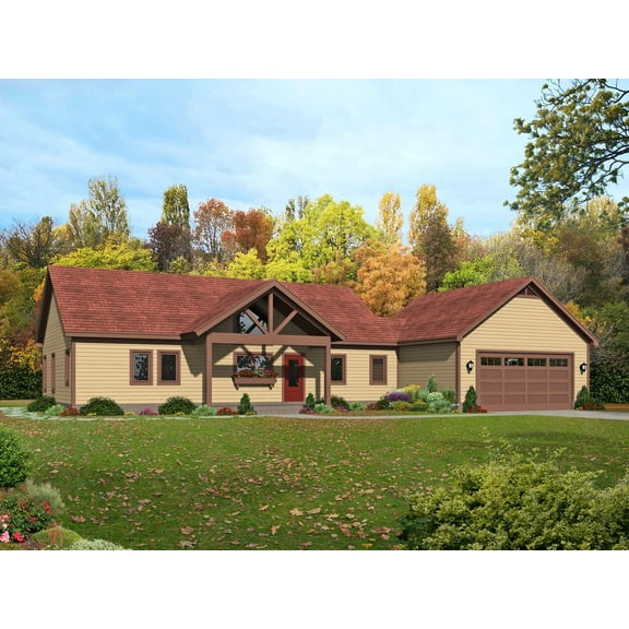 763-1300: Traditional Country 2 Bed, 2 Bath Luxury Home Plan, 1300 Sq Ft: Full Blueprints with License to Build by Home Plan Marketplace - Lesuto