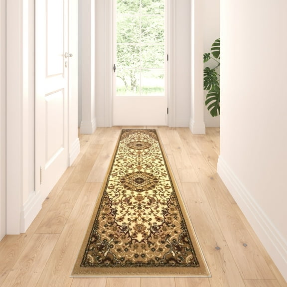 Masada Rugs Traditional Area Rug Runner 2 Ft. X 7 Ft. 3 In. Ivory Bellagio 401