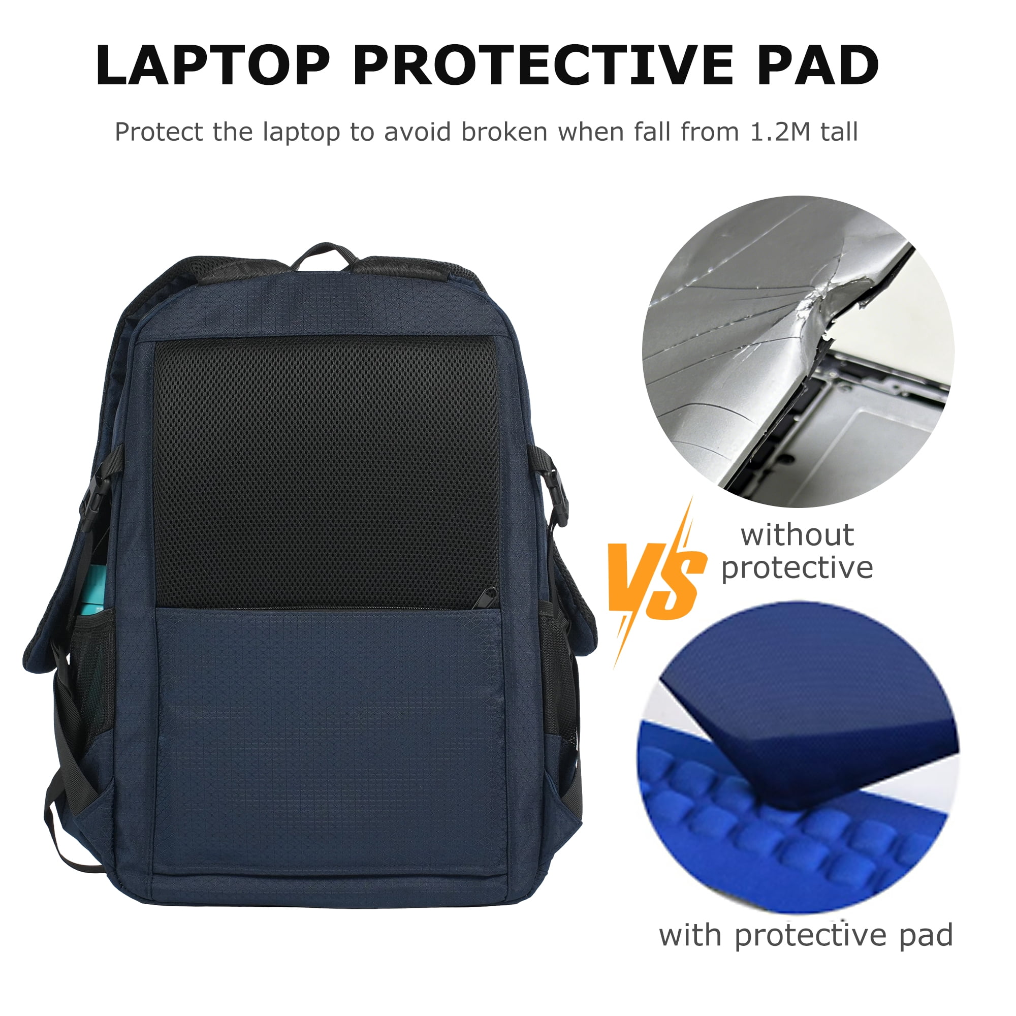 Smicure Travel carry on Backpack Laptop Business 18 Inch Business Anti Theft Slim Sturdy College School Computer Bag.Blue